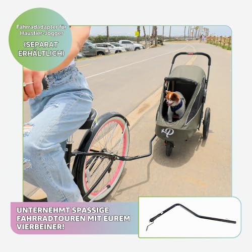 Petique Breeze Große Hundebuggy Hundewagen wandelbar Fahrradanhänger für Hunde mit Luftreifen, Schwarz, 1 Stück (1er Pack)