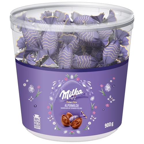 Milka Feine Eier Alpenmilch – Osterschokolade – einzeln verpackte Schoko-Eier in der Großpackung – 900g 1