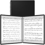 HOUYEE 1 Pack Sheet Music Folder,Spiral Binder Organizer for Music Stand,40 Plastic Sleeves Display 80 Pages, Fits Letter Size 8.5 x 11 Inch, Piano Sheet Music Holder For Choral Band Orchestra (Black)