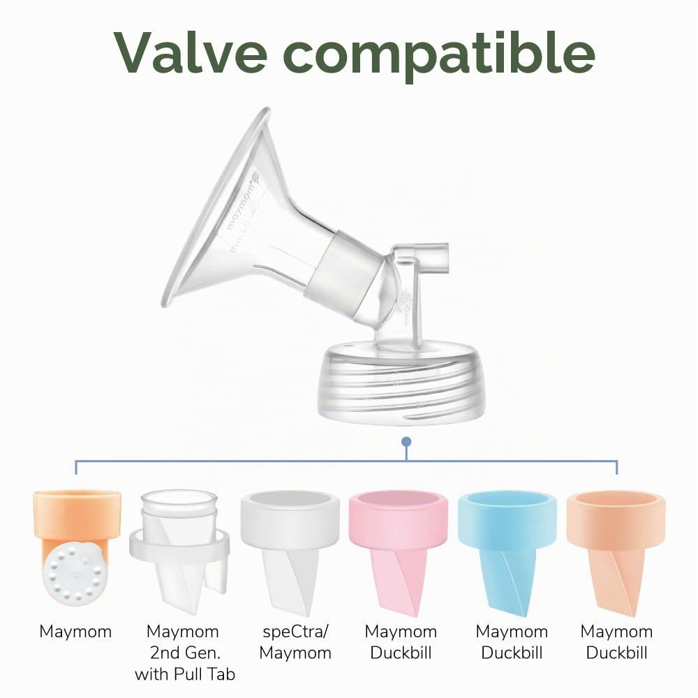 Maymom Pièces de tire-lait à col large en deux parties 12 mm, compatibles avec S1 S2, inclut 2 flanges et 2 valves, accessoire compatible, non original
