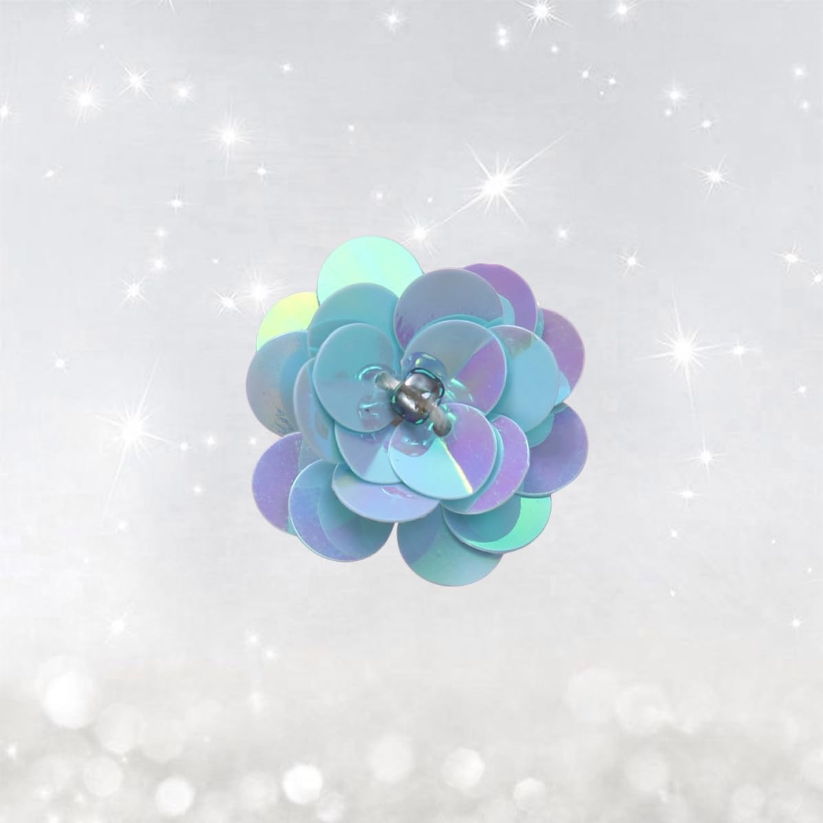 Garneck Blue Round Plastic Sequins Flowers for Embellishment, Sew and Strung Sparkling Handmade Accessory for Sewing and Embroidery Crafts