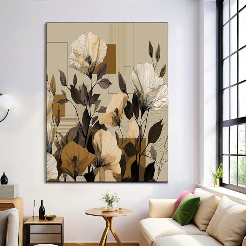 Lienzo pintura cuadros decoración salón en formato 60x80 cm con acabado geométrico floral