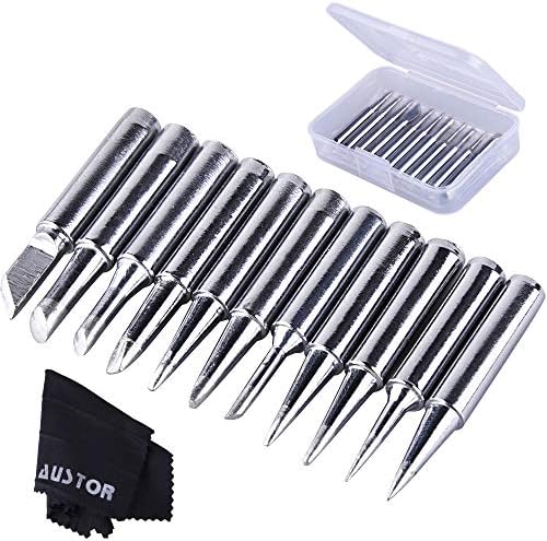 AUSTOR 11 Pcs Soldering Iron Tips Kit 900M-T and 1 Pc Cleaning Cloth