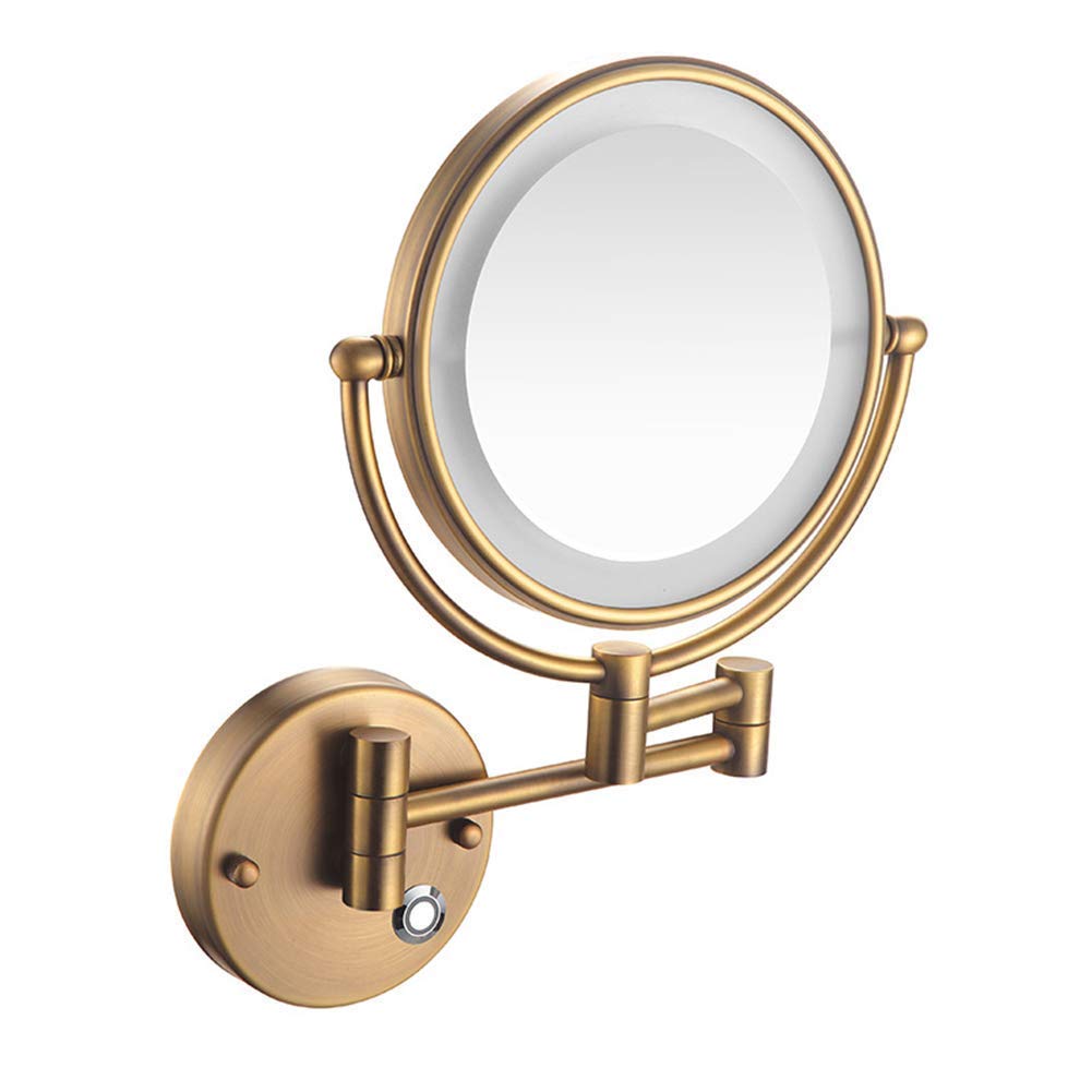 Miroir de maquillage mural pliable télescopique à intensité tactile réglable