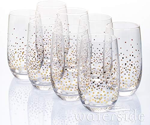 Waterside Fine China 8 Piece Gold Star Hi-Ball Glasses