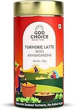God Choice Organic Farms - Turmeric Latte with Ashwagandha Mix 150g | Natural Herbal Immunity Booster for all age groups | No Artificial Colour & Preservatives | No Added Sugar | Haldi Doodh Mix Golden Milk Powder for Rainy and Winter Season