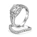 Produktbild Bling Jewelry 1 Ct Art Deco Stil Solitär Runde Filigrane AAA CZ Pave Konturierte Band Verlobung Hochzeit Ringe Set 925 Sterling Silber
