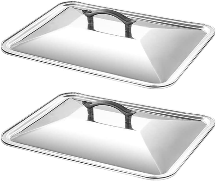 Angoily Silicone Pot Lids 2pcs Universal Lid for Pots Pans and Skillets Stainless Steel Lid Cover for Cast Iron Skillets Frying Pans Woks Cookware Replacement Lids Universal Pot Lid