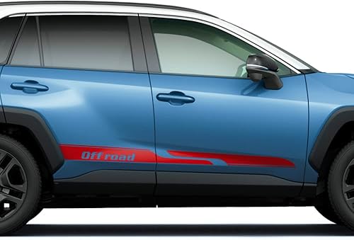 Miniatura 6 de Calcomanía de rayas laterales para automóvil, vinilo compatible con Toyota Rav4 2019 - Present XA50 SUV Hybrid Accesorios (rojo brillante)