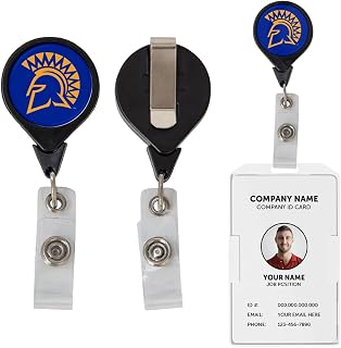 Desert Cactus San Jose State University Retractable Badge Holder SJSU Spartans ID Reel with Ticket Clip for Lanyard, Work, School & Office Access