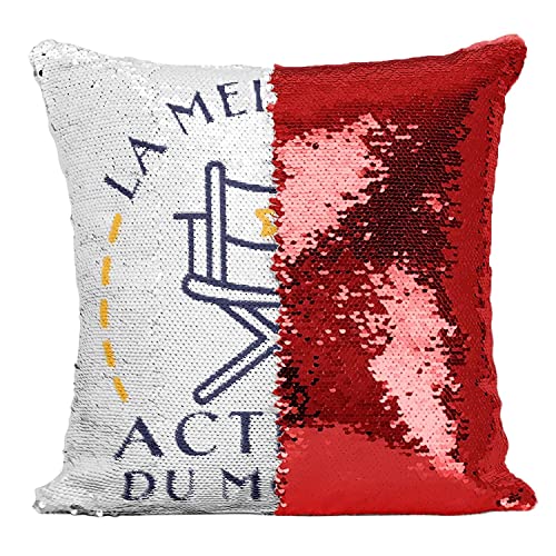Coussin Sequin Paillettes Rouge déco cinéma pour comédienne de théâtre - 2