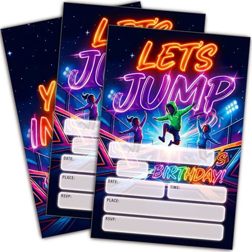 20Pcs Trampoline Bounce House Birthday Invitations With Envelopes For Boys
