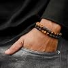 M MOOHAM Bracelets for Men - Fathers Day Gift Beaded Natural Tiger Eye Bracelets for Men Lava Rock Stone Chakra Mens Anxiety Bracelet Adjustable Aromatherapy Oil Diffuser Jewelry Dad Birthday Gifts #1