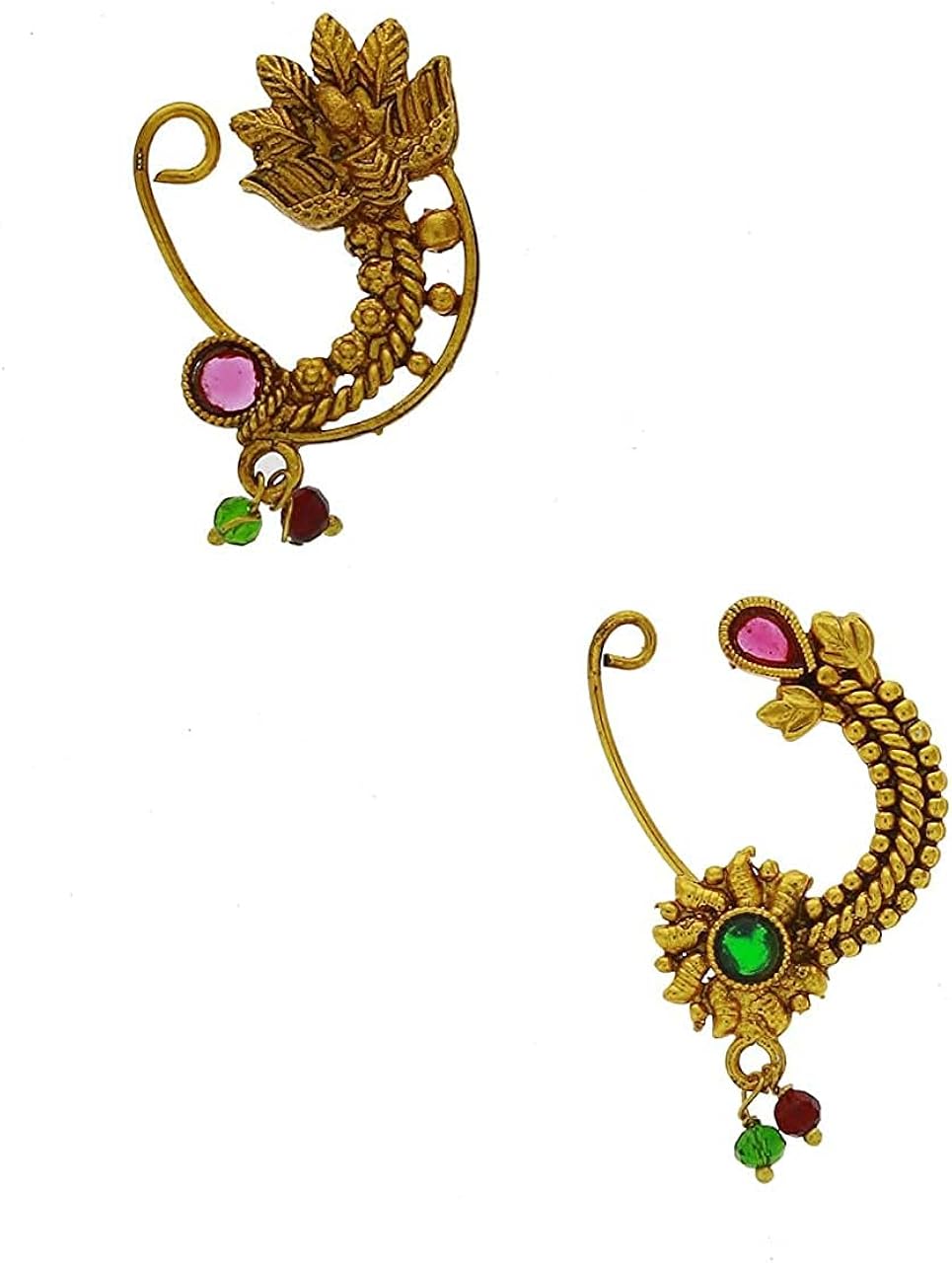 Traditional Maharashtrian Nath Pressing Combo NathClipOn Nose Ring