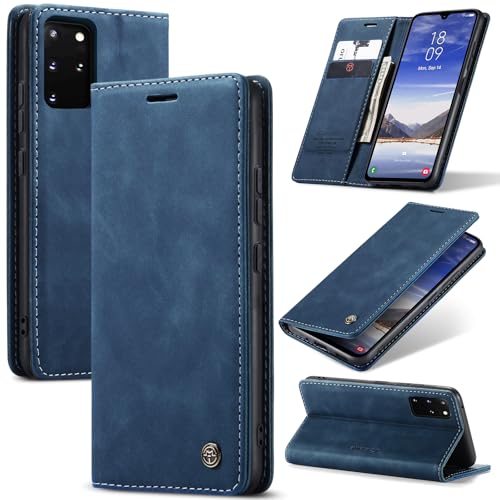 Azororo Handyhülle für Samsung Galaxy S20 Plus 5G Hülle Premium Lederhülle Flip Case Magnet Tascher Kartenfach Standfunktion Klapphülle Schutzhülle für Samsung Galaxy S20 Plus Blau