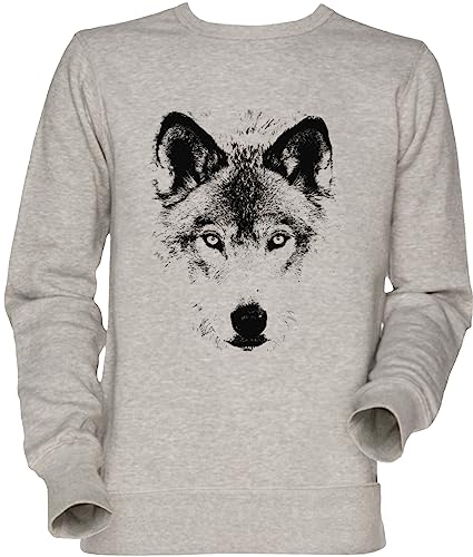 Sweat-shirt visage de loup jersey gris pour homme femme jumper