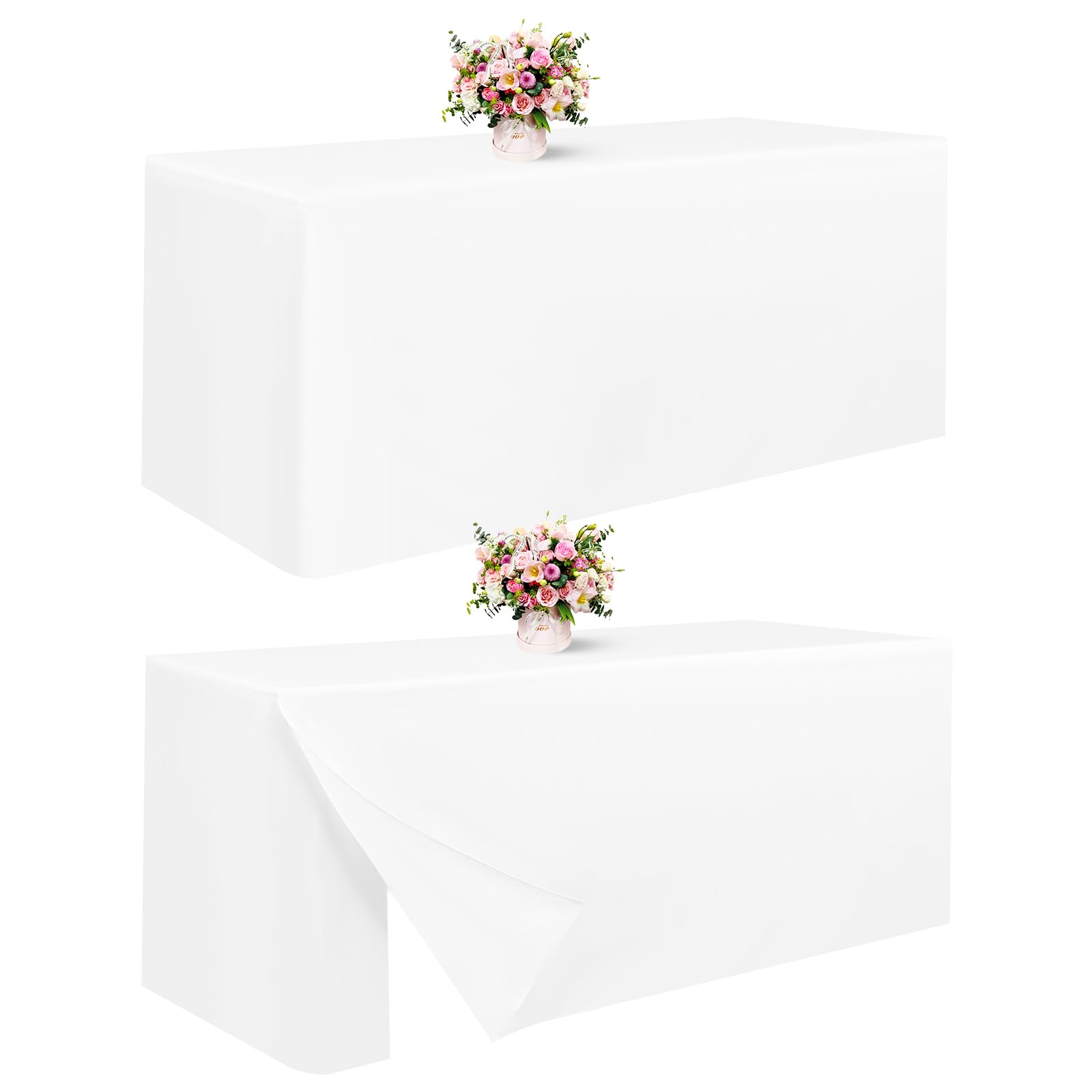 Nappe de table blanc rectangulaire ajustée drapé élégant de qualité Teruntrue