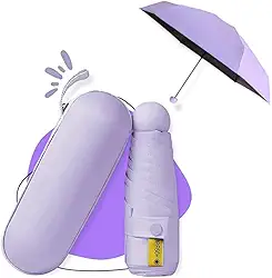 Guarda Chuva Pequeno de Bolso Ultra Compacto e Versátil Mini Guarda-chuva Dobrável com Proteção UV Leve e Portátil – Inclui Estojo Estilo Cápsula para Chuva e Sol Sombrinha Guarda Sol Praia Chuva Inverno