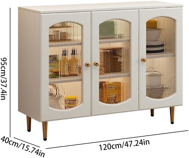 Sideboard Cabinet Modern Simple Glass Door Dining Sideboard Home Living Room Solid Wood Storage Cabinet Kitchen Storage Cabinet Sideboard Cabinet with Drawers(C)