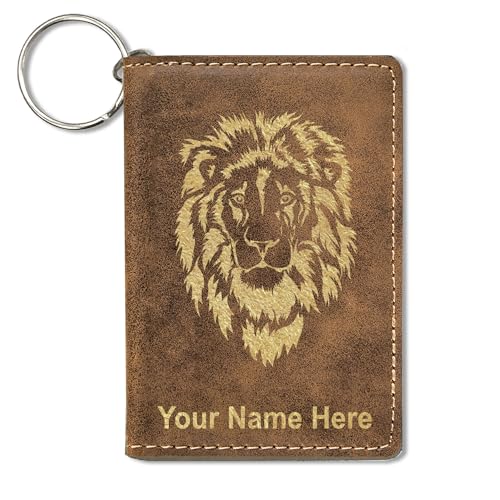 LaserGram ID Holder Wallet, Lion Head, Personalized Engraving Included (Rustic)
