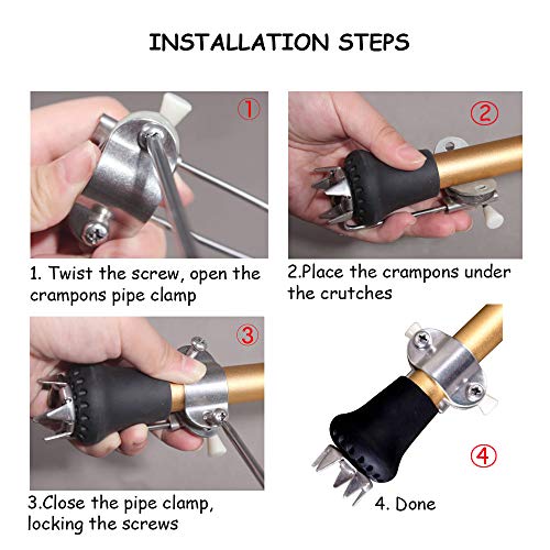 image for Ultrafun Cane Ice Tip Attachment Retractable 5 Prong Outdoor Ice Grip 