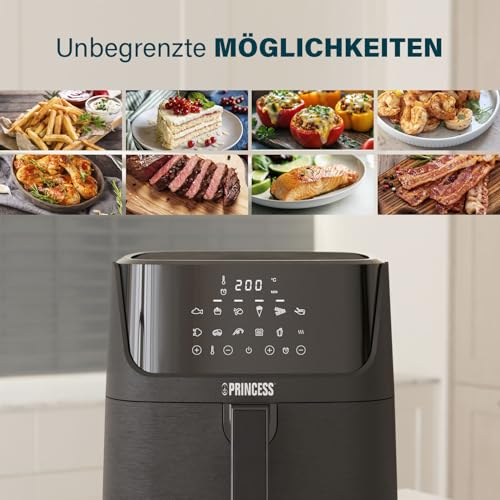 Princess Digitale Heißluftfritteuse 6,5 L mit Trennwand und 12 Programmen