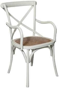 Biscottini Sillas de comedor de madera maciza 89 x 43 x 50 cm - Silla de cocina y salón de ratán - Sillas de madera para exterior e interior - Silla de madera blanca
