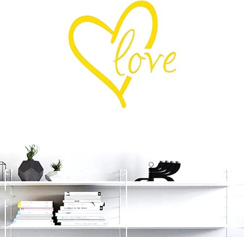Vista 4 de BIBITIME Vinilo adhesivo de pared de 16.93 x 16.93 pulgadas, diseño de corazón amarillo para habitación de niños, bebés, bebés, bebés, bebés, bebés