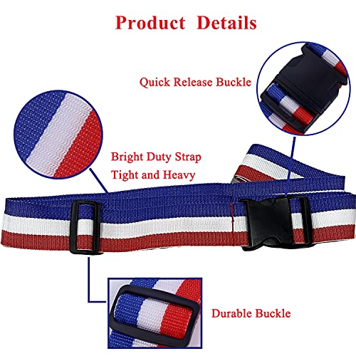 Image of 2 Pack Luggage Straps, Bright Colors Adjustable Suitcase Belts with Quick Release Buckle (FranceColor)