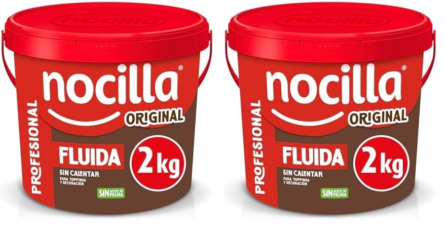 Nocilla, Profesional, Fluida con sabor Original y Avellanas sin Aceite de Palma - 2kg (Paquete de 2)
