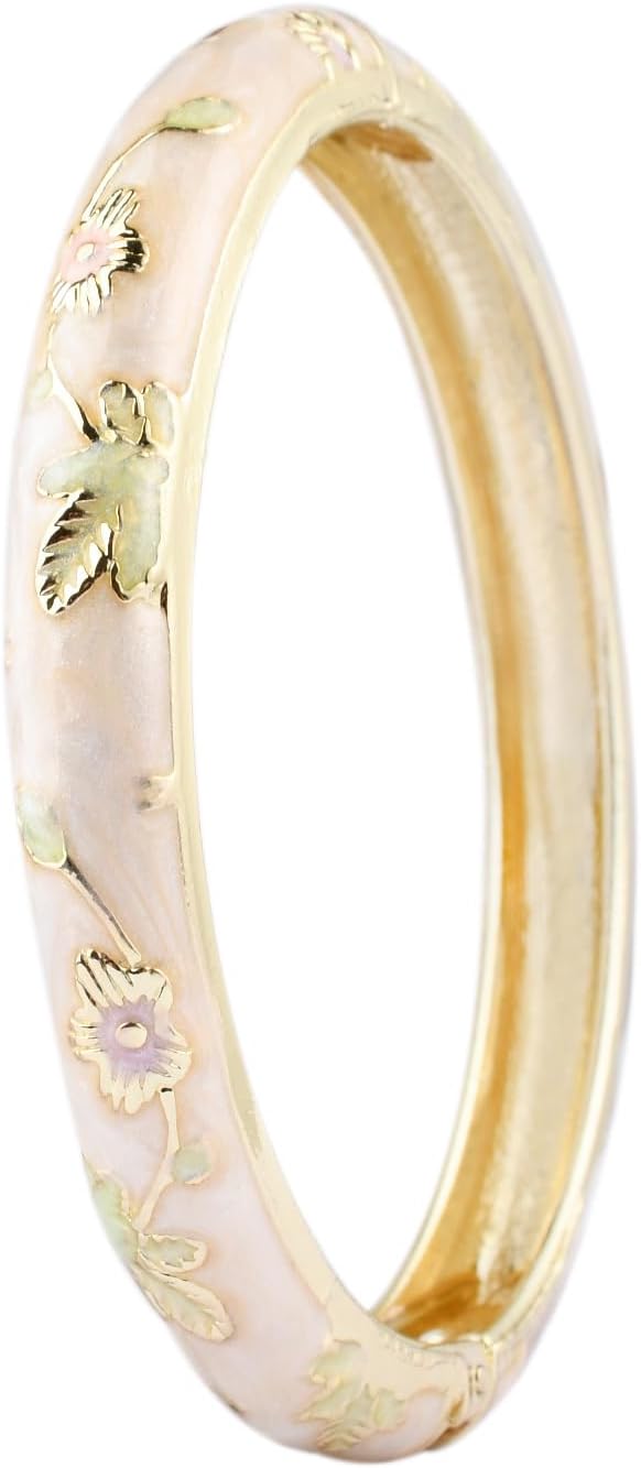 Vintage Flower Bangle Chinoiserie Cloisonne Bracelet For Women Summer Elegant Vibrant Ethnic Jewelry Gifts