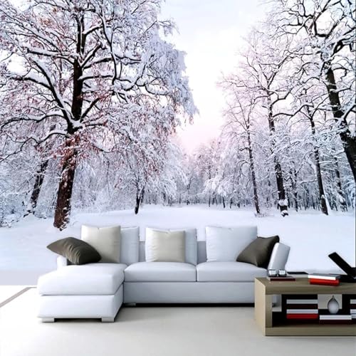 Papier peint mural autocollant PVC 3D forêt neige chambre salon