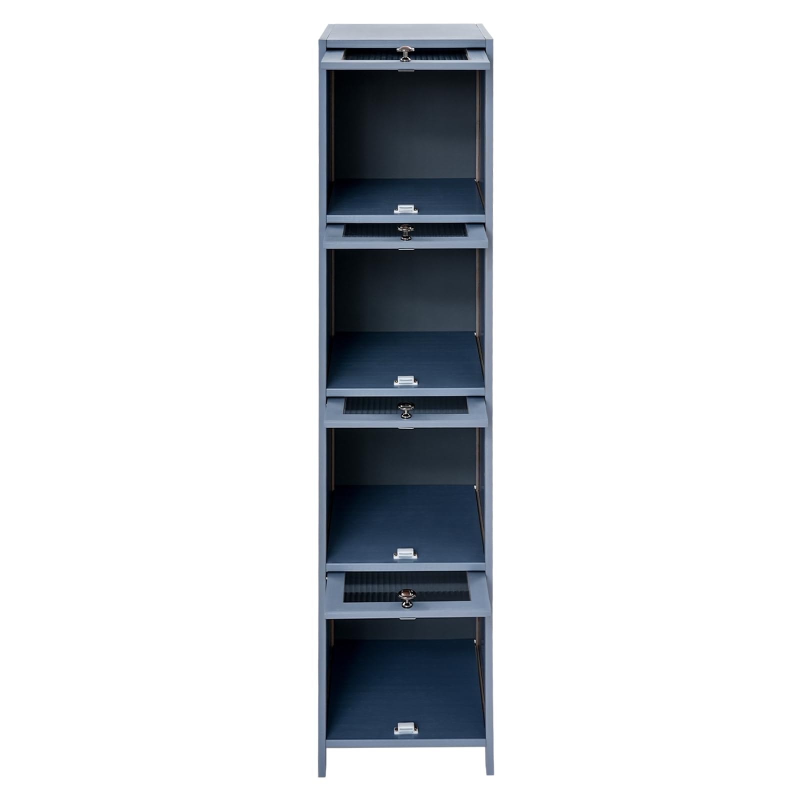 4-StöCkiger Bambus-Aufbewahrungsschrank Mit KlapptüRen – 30 * 33 * 140cm Kompakter Eckschrank, Geeignet FüR Badezimmer, KüChe Und Wohnzimmer (Grau)