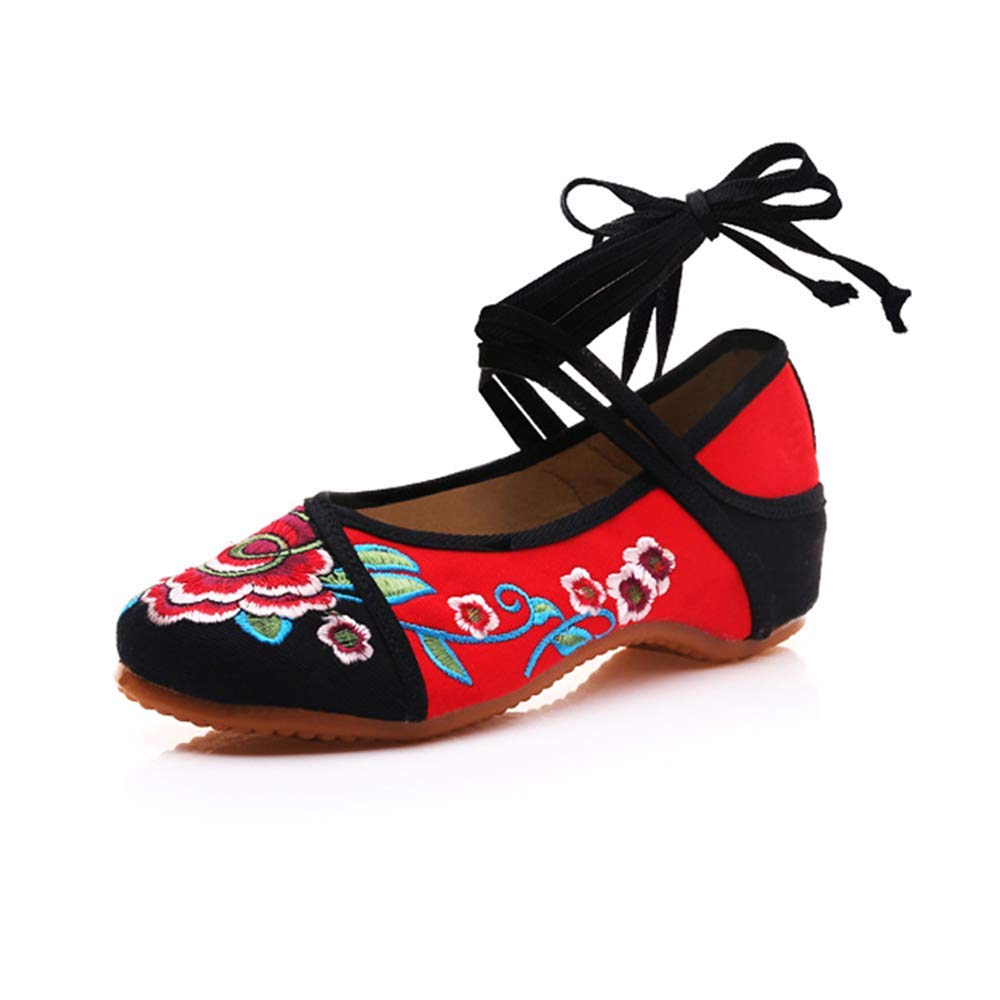 Embroidered Ballet Shoes Flats Women Comfortable Loafers Round Toe Causal