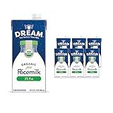 Dream Organic 2% Fat Rice Milk, Vegan Dairy Alternative, Lactose-Free, Shelf Stable, Original, 32oz (Pack of 6)