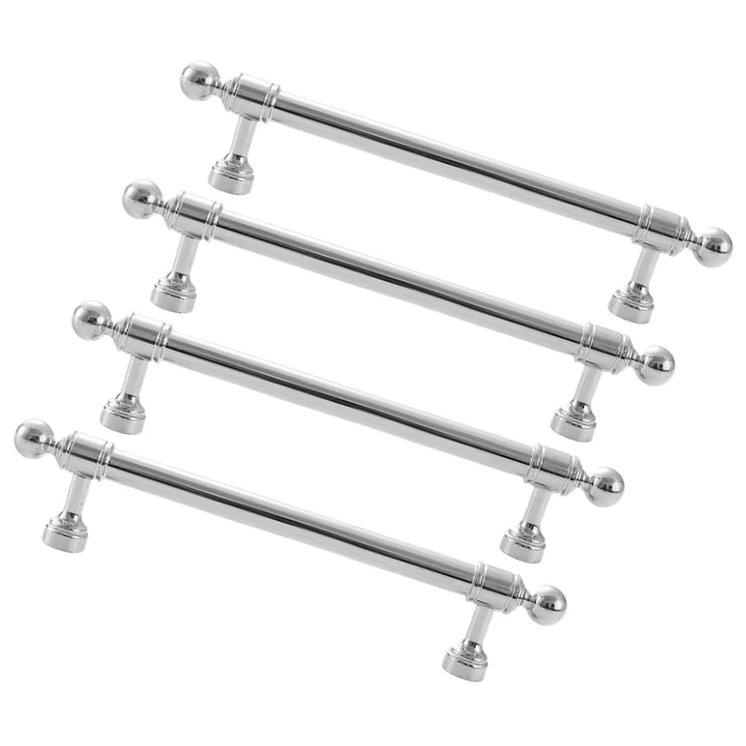 Set of 4, Modern Kitchen Door Handles and Pulls, Aluminum Alloy Cabinet Handles, Cabinet Knobs Chrome Plated Cupboard Handles Bathroom Furniture Drawer Handles Home Decoration