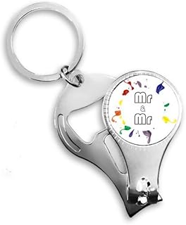 LGBT Chaveiro abridor de garrafa com a bandeira do arco-íris Mr & Mr