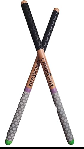 Miniatura 5 de CardioStix Baquetas básicas de 4.5 onzas (1 par que elijas el color) de madera de nogal americano con empuñaduras negras  Para batería, fitness,