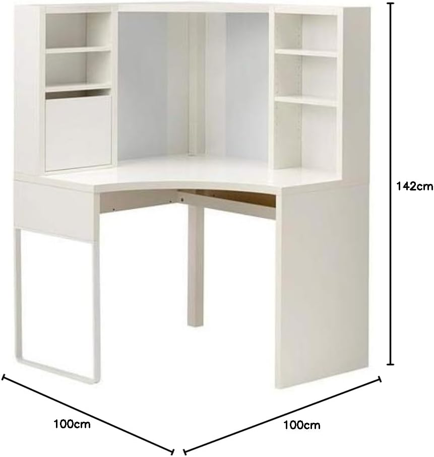 IKEA MICKE Corner Workstation with dimensions labeled