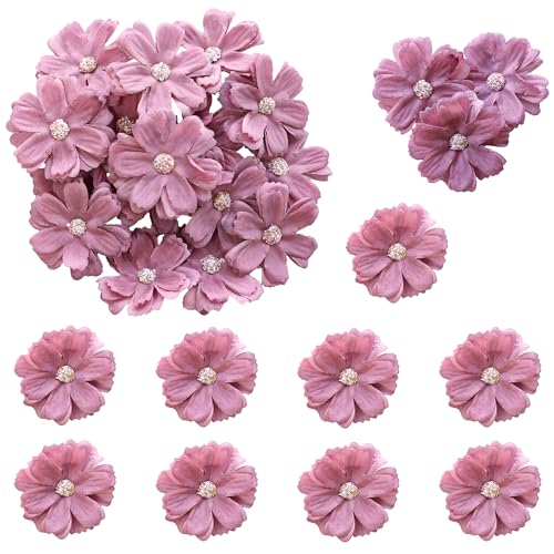 Ephlyn 24Pcs Flower Cupcake Toppers Flower Cake Topper Decorations Spring Cupcake Picks Flower Theme Spring Birthday Wedding Bridal Baby Shower Birthday Party Decoration Supplies Dark Purple - Thumbnail 4