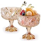 Yummy Sam Dessert Glass Bowls, 280ML Ice Cream Footed Dessert Cups, Glass Dessert Bowls for Trifle Parfait Sundae and Nuts Tasters Set of 2, With Spoon