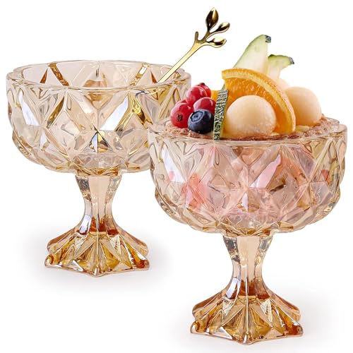 Opiniones de Copas para helado disponible en línea para comprar. 46 Yummy Sam - Cuencos de vidrio para postre con patas de helado de 280 ml, cuencos de postre de vidrio para degustadores de parfait Sundae y frutos secos, juego de 2 unidades, con...