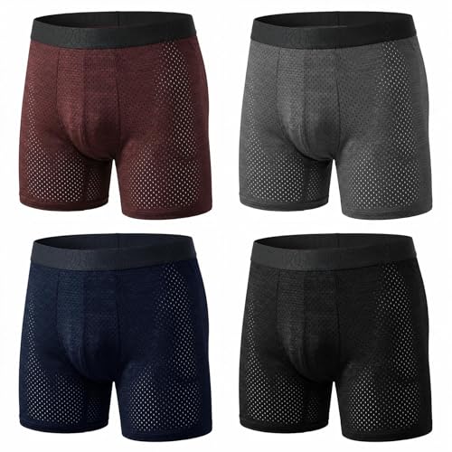 ZAKASA Calzoncillos Hombre Boxer Largos: Ropa Interior Hombres Transpirable Cómoda Sin Etiqueta Anti Rozaduras Verano Casual Deporte L Multicolor Pack de 4