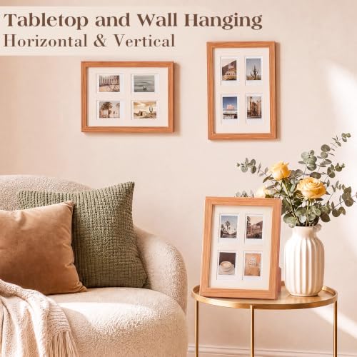 Image of Namalu 2 Pcs 2 x 3 Multi Pictures Collage Frame Wall Decor with 4 Openings Wood Mini Film Photo Wall Frames for Display Wedding Decoration, 9.8 x 7.9 Inches