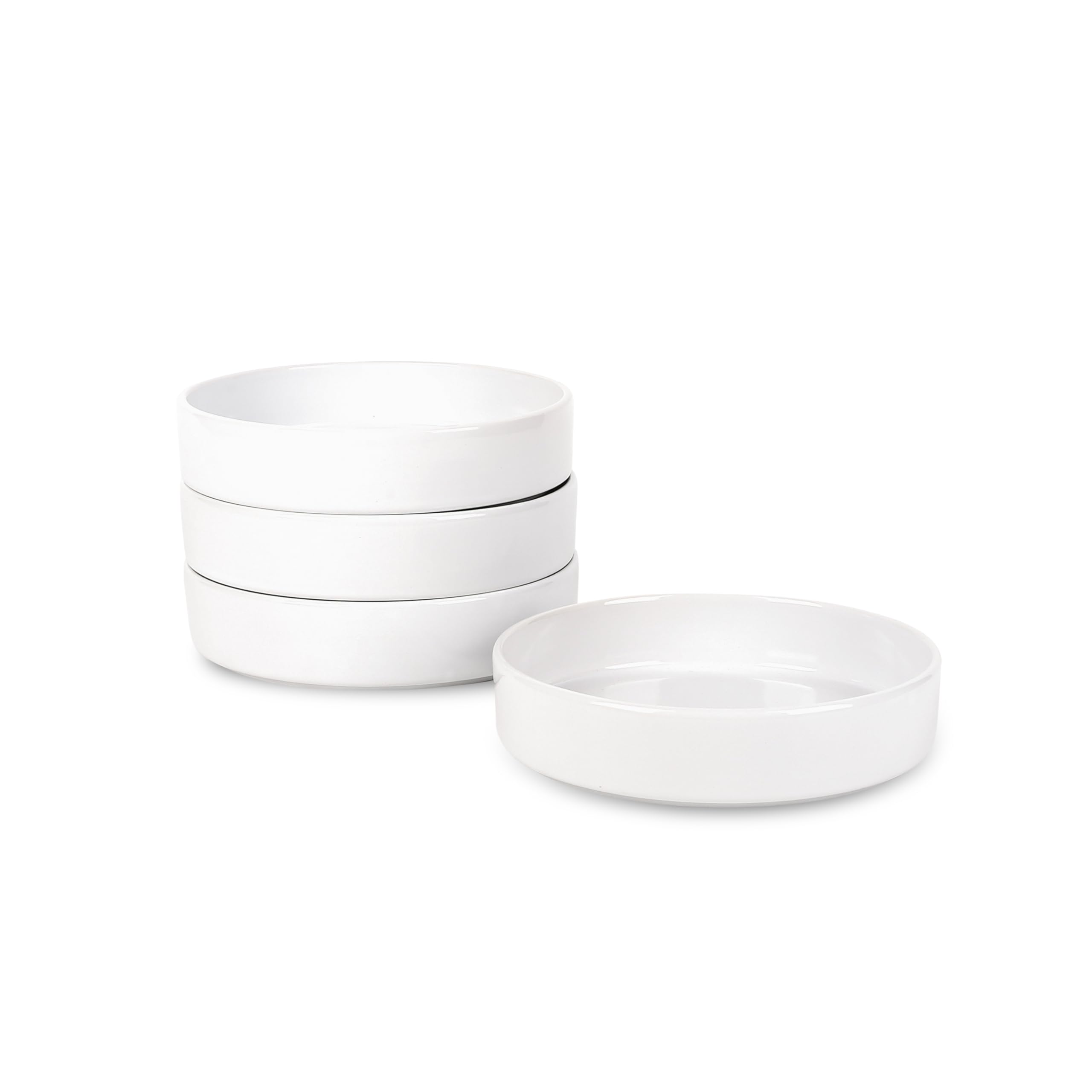 Stone Lain Celina Stoneware Bowl Set, 4-Piece Pasta Bowls for Kitchen, Ceramic Serving for Noodles, Fruit, Cereal, Dinner - Microwave &amp; Dishwasher Safe, White