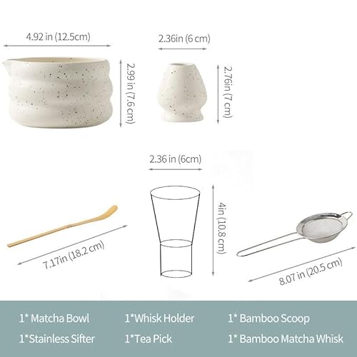 Zixrmor Premium Matcha Set – Matcha Schale, Bambusbesen und Matcha-Löffel Filterlöffel Matcha Set– Vollständiges Matcha Tea Set für Traditionelle Japanische Teezeremonie