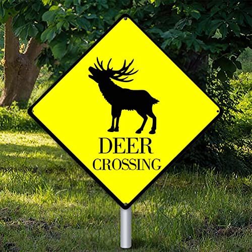 Plaque métal cerf jaune pour décorer le jardin ou le porche