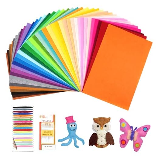 Maxmoc 40 Farben Bastelfilz, 20 x 30 cm Filzstoff, Polyester Felt Fabric Filzplatten mit Bunter Stickgarn und Nähnadel, Farbig Filz Blätter zum DIY Handwerk Nähen Projekte Manual Decoration