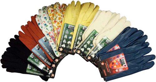 HAWK (12 Pairs) Ladies' Assorted Gardening Gloves | Floral, Traditional Canvas & Reversible Knit Designs Collection