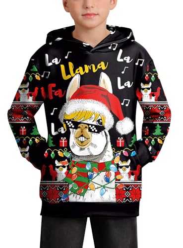 Kids Christmas Sweatshirt Ugly Funny Hoodie with Pocket 5-14 Years